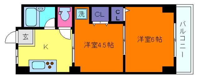 マンションエイト(2DK/1階)の間取り写真
