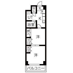 プレステージ宇都宮(2K/10階)の間取り写真