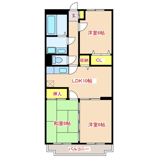 グランドハイツ(3LDK/1階)の間取り写真