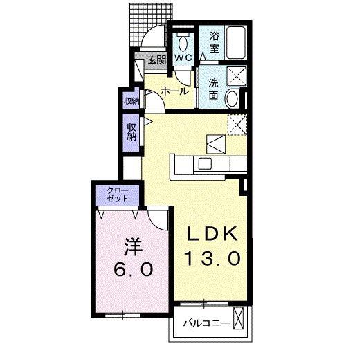 エスポアールT・HII(1LDK/1階)の間取り写真