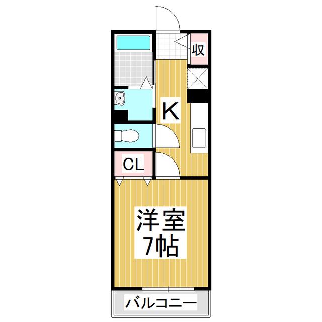サイド・M(1K/1階)の間取り写真