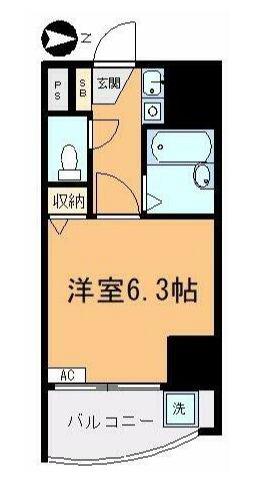 ラトゥール川口(1K/7階)の間取り写真