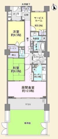 瀬田シティハウス(3LDK/1階)の間取り写真