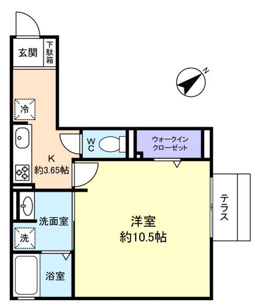 D―ROOM八千代台(1K/1階)の間取り写真