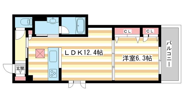シャーメゾン 平城山(1LDK/1階)の間取り写真