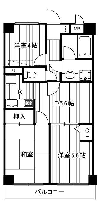 ライオンズヒルズ板橋中台(3DK/5階)の間取り写真