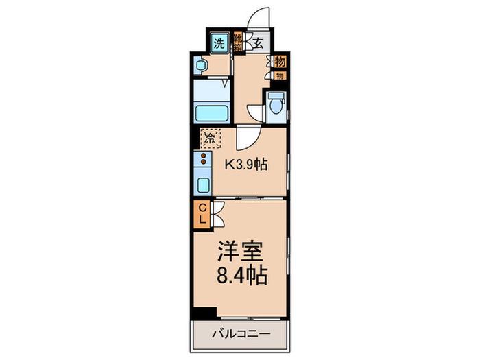 ベラジオ五条堀川(1K/8階)の間取り写真