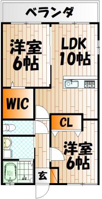 コートユウ D棟(2LDK/2階)の間取り写真