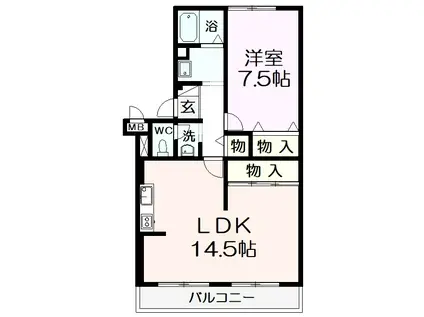 プランドール21(1LDK/3階)の間取り写真