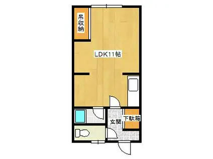 グリーンハイツ(ワンルーム/2階)の間取り写真