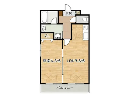 ルセリージェ(1LDK/2階)の間取り写真