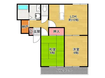 ハミングタウン2(2LDK/1階)の間取り写真