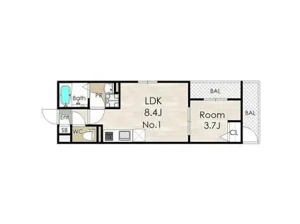 AVANTIO KITATATSUMI(1LDK/3階)の間取り写真