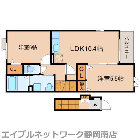 フィオーレ I(2LDK/2階)の間取り写真