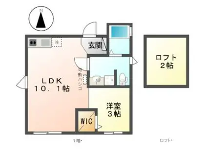 金山ベース金山BASE(1LDK/2階)の間取り写真