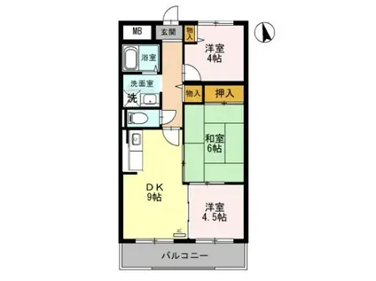 檜笠ハイツ(3DK/2階)の間取り写真