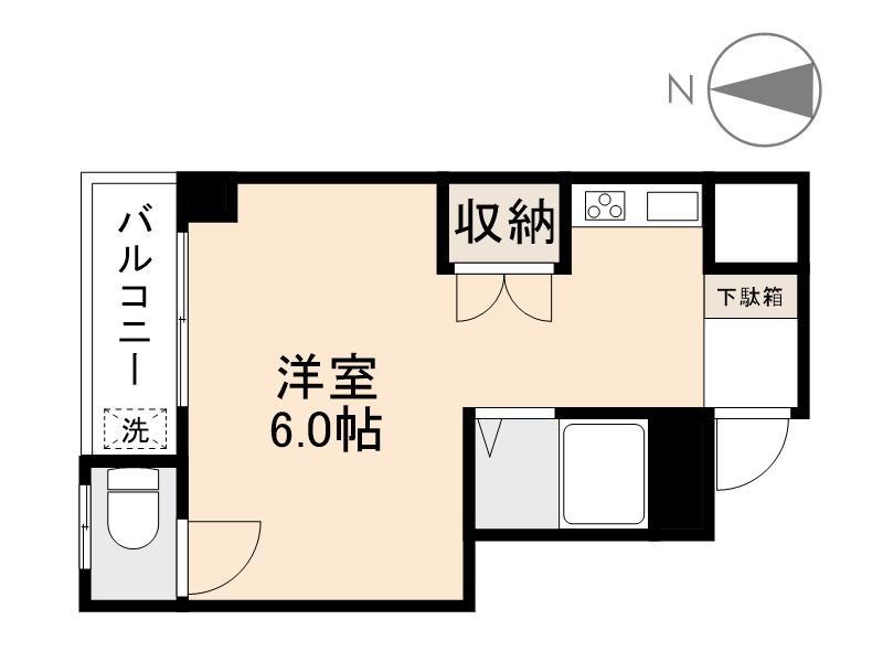 真鍋ハイツ北棟(ワンルーム/2階)の間取り写真