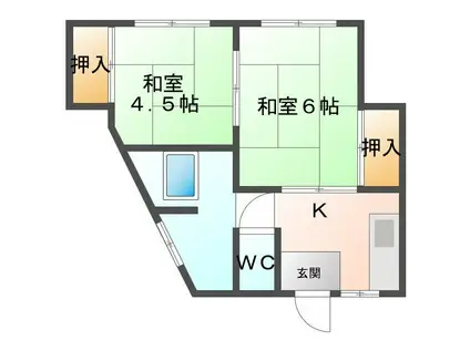 コーポ豊(2K/2階)の間取り写真