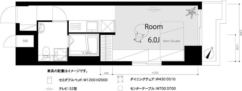 ノバ浅草(ワンルーム/3階)の間取り写真