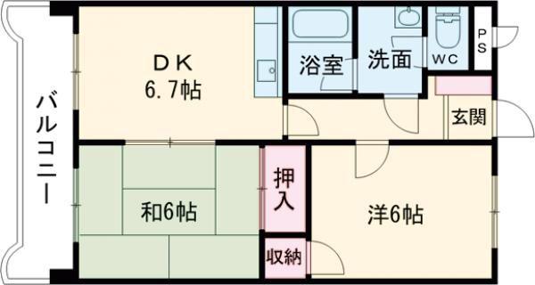メゾン・DE・OK(2DK/3階)の間取り写真