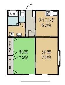 プレステージ II(2DK/2階)の間取り写真