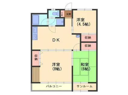 レジデンスムライ(3DK/3階)の間取り写真