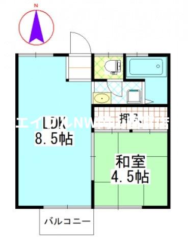 原グリーンコーポ(1LDK/2階)の間取り写真