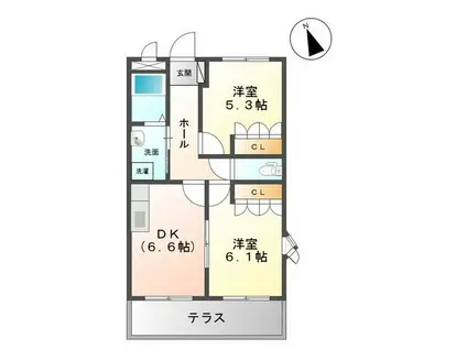 コーポロコモーションL(2DK/1階)の間取り写真