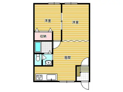 コスモハイツA棟(2DK/2階)の間取り写真