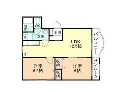 プチ・メゾンはやし(2LDK/2階)の間取り写真