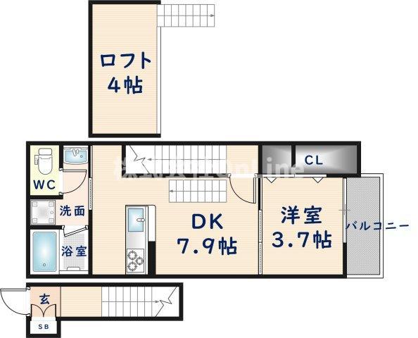 COSMO WAKAEMINAMI(1DK/2階)の間取り写真