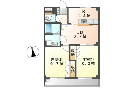 サニーハウス南(2LDK/2階)の間取り写真