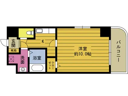 OASIS中春日(1K/1階)の間取り写真