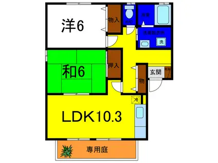 ラポール宮内 B棟(2LDK/1階)の間取り写真