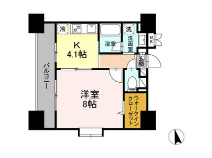 フルーリー府中(1DK/3階)の間取り写真