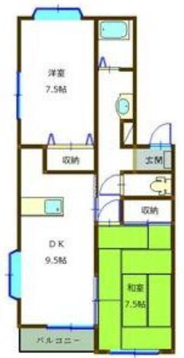 メゾン付城(2LDK/1階)の間取り写真