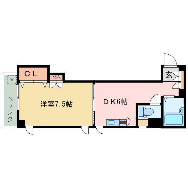 アーバンヴィラ松神子(1DK/4階)の間取り写真