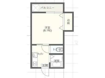 グリーンハイム(1K/2階)の間取り写真