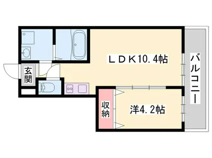シェリル加古川(1LDK/4階)の間取り写真