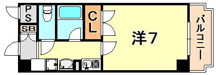 マリンコート大町(1K/4階)の間取り写真