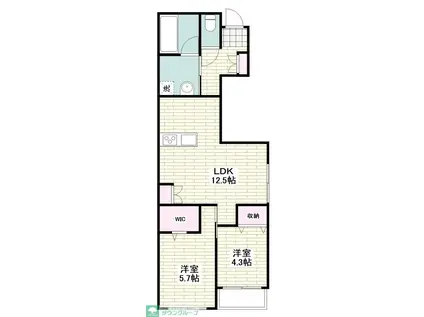 鵠沼石上3丁目メゾン(2LDK/2階)の間取り写真