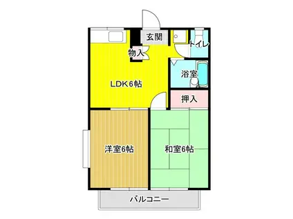 エステートピアメイB(2DK/1階)の間取り写真