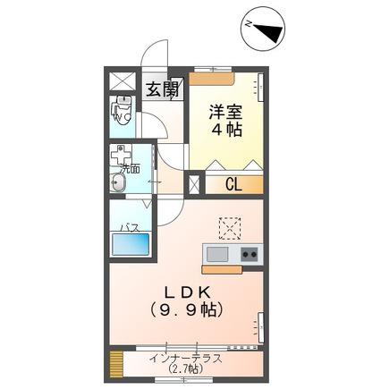 OLIVE(1LDK/1階)の間取り写真