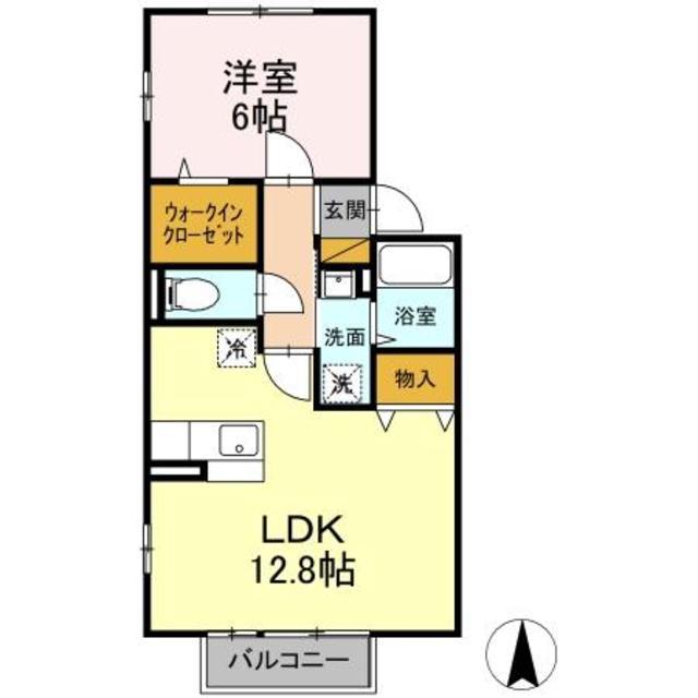 ロイヤルヒルズL(1LDK/2階)の間取り写真
