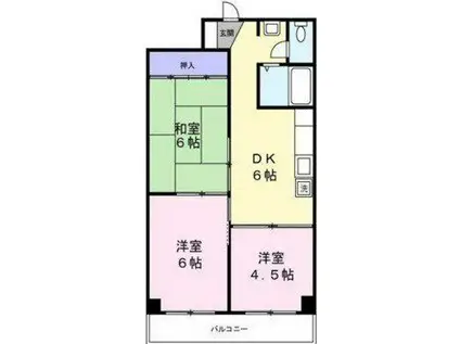 コートサイドベル(3DK/4階)の間取り写真