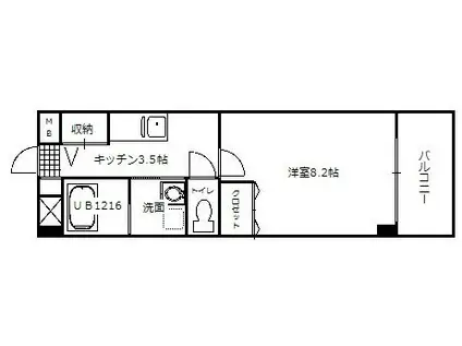 クラール南観音(1K/2階)の間取り写真