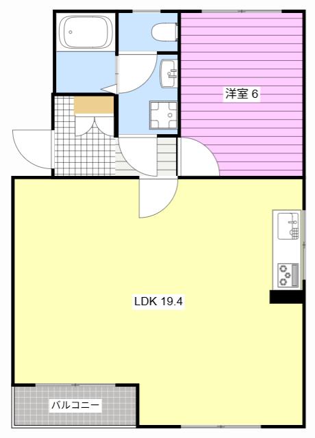 ミーテルーチェ今之浦(1LDK/1階)の間取り写真