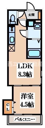 D PORTA CLAIR(1LDK/1階)の間取り写真
