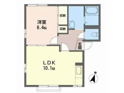 フローラ小倉寺(1LDK/2階)の間取り写真