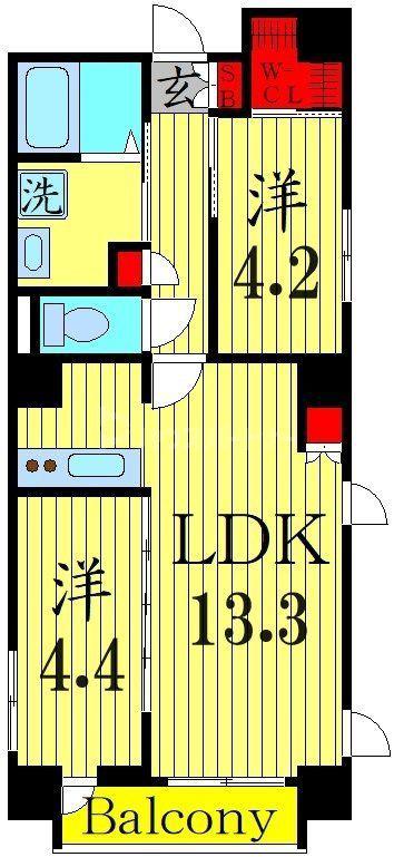 LIVEFLAT錦糸町(2LDK/6階)の間取り写真
